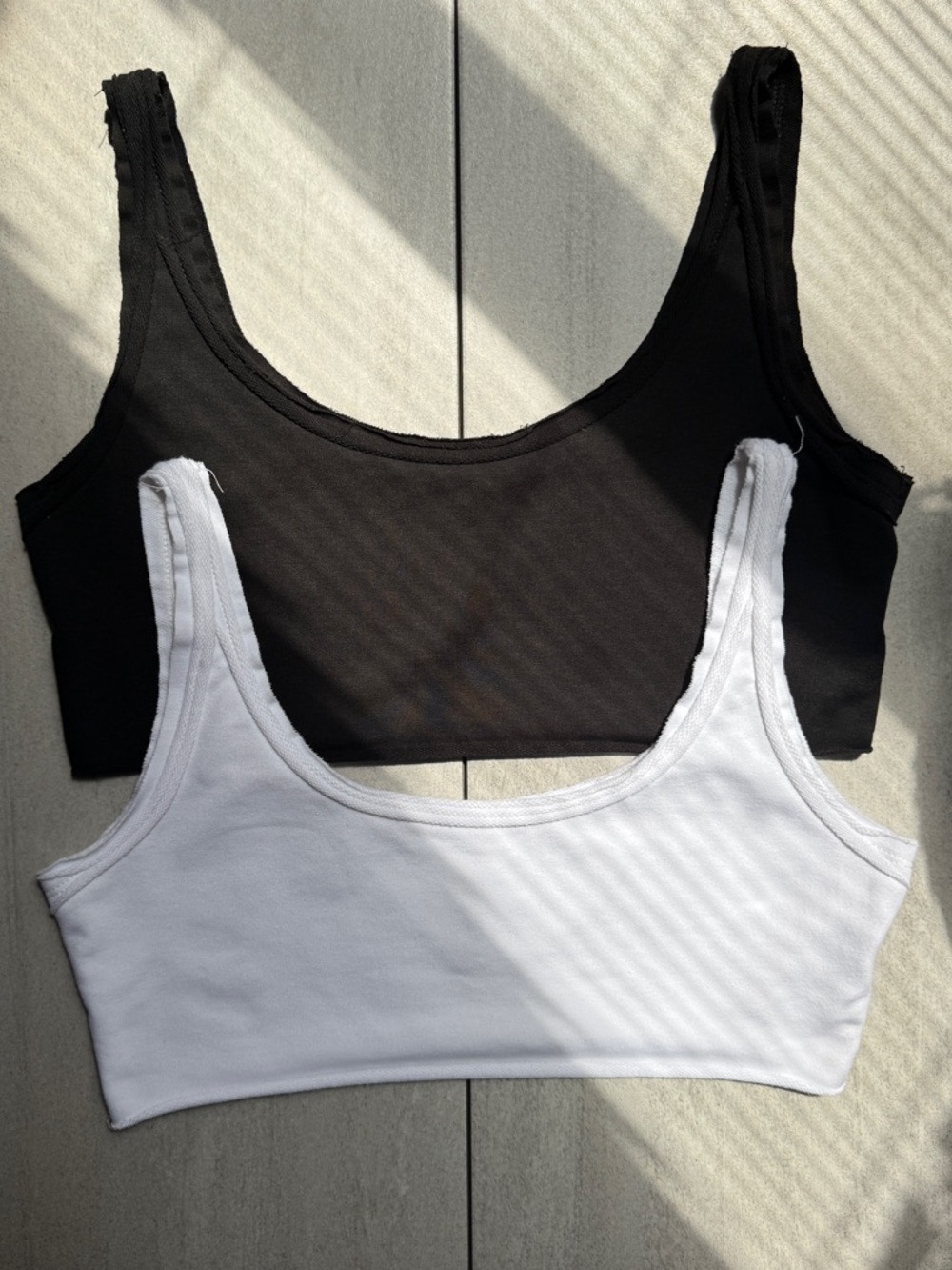 Black & White Ribbed Scoop Bralette Tank Set